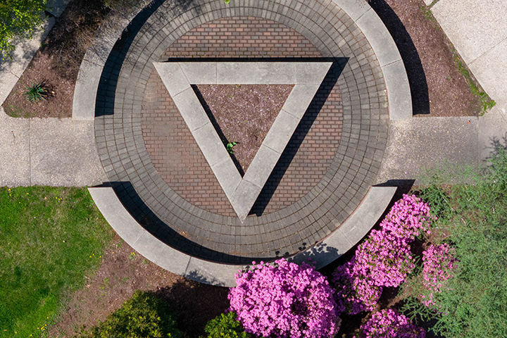 photo of an architectural triangle feature on the Springfield College campus