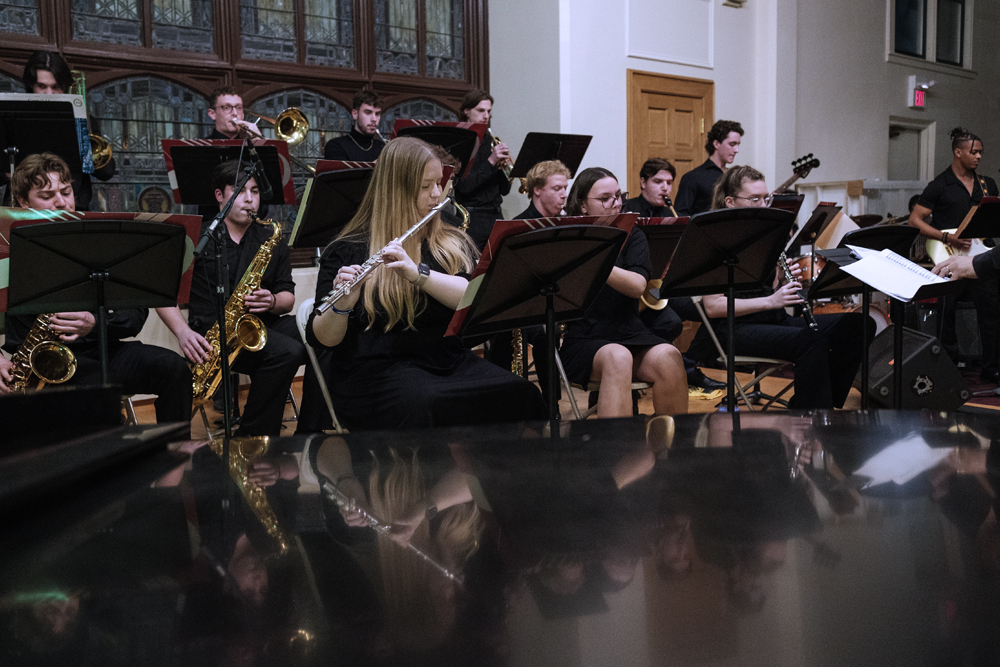 members of the Springfield College Band performing during a concert